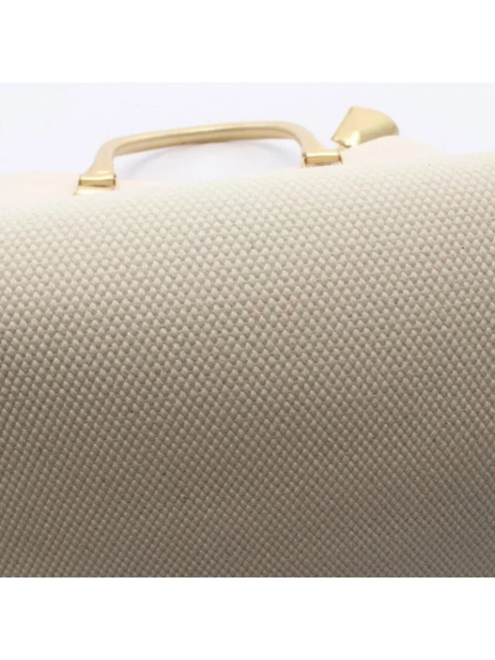 Celine Tote Horizontal Cabas White Gold Canvas Leather